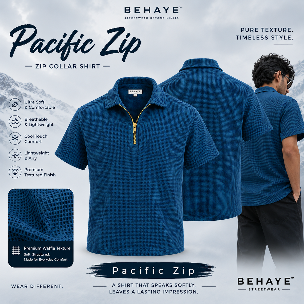Pacific Zip - Zip Collar T-shirt
