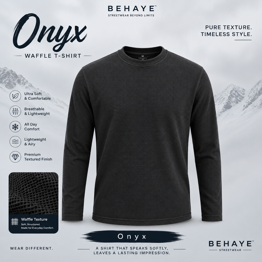 Onyx - Black Waffle Full sleeve T-shirt