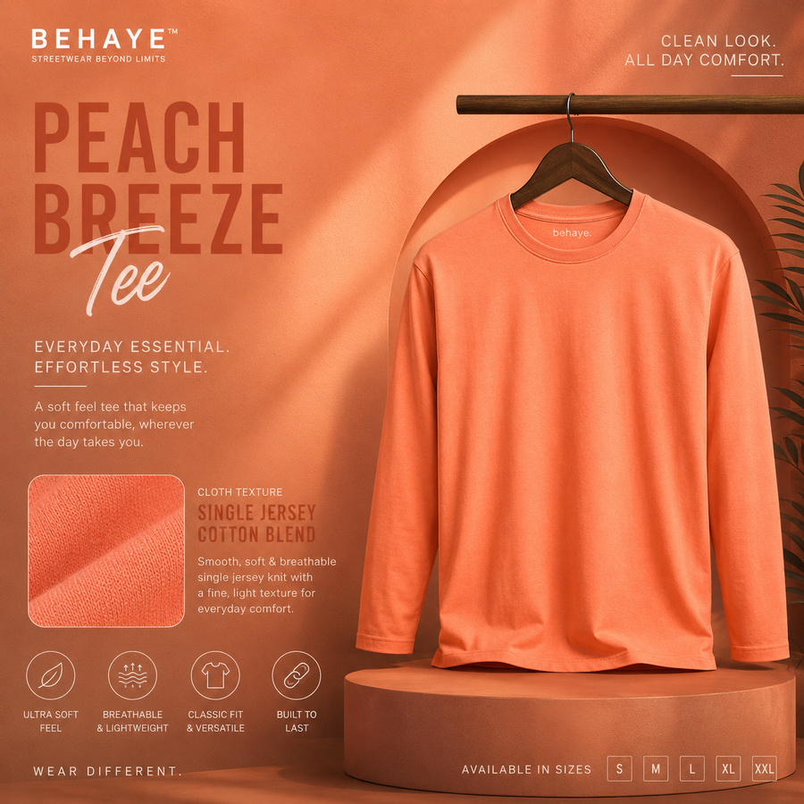 Peach Breeze Tee - Full Sleeve Textured T-shirts