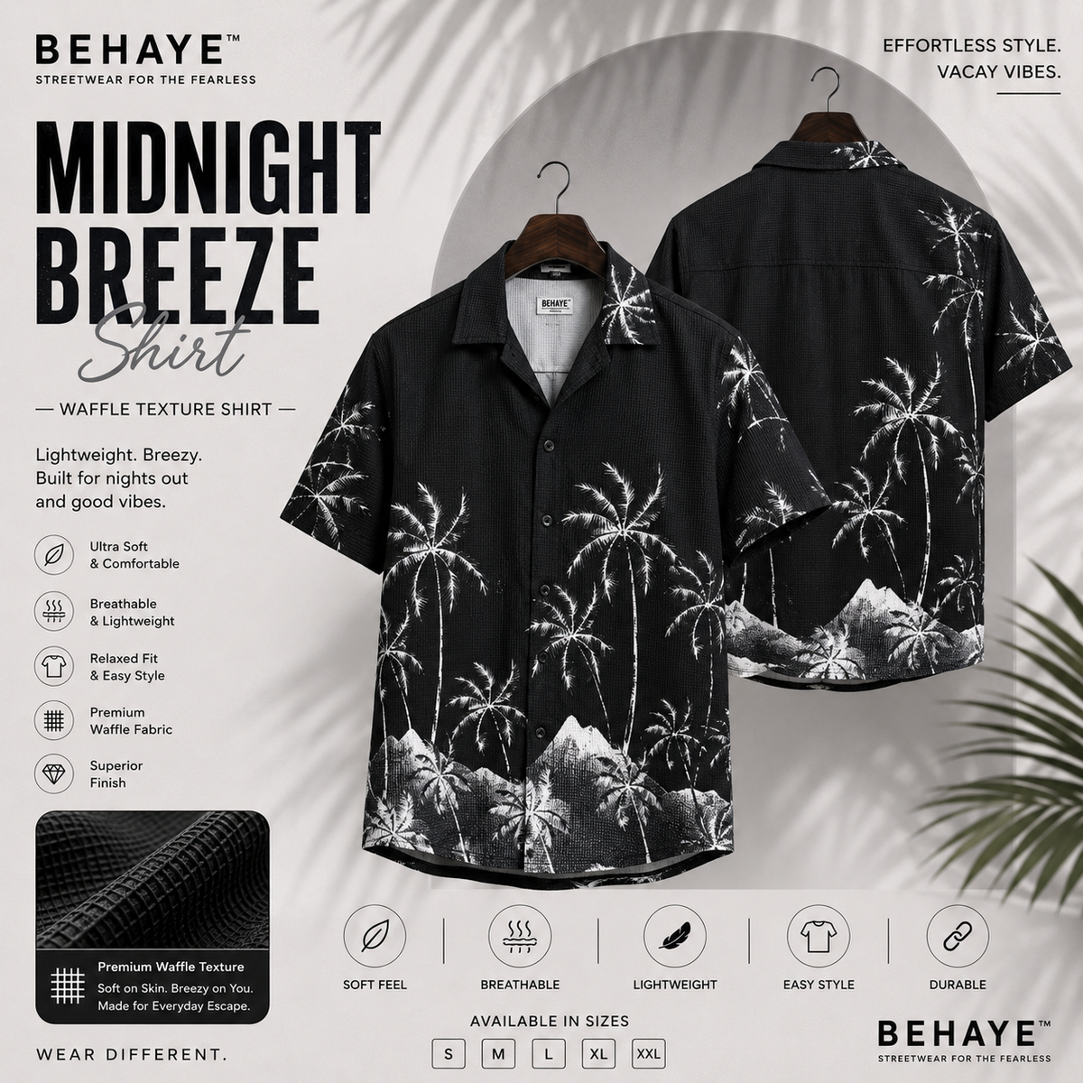 Midnight Breeze Shirt - Printed Waffle texture Shirts